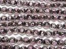 [Video] Lampwork Beads Round 10mm Rose Pattern [Black] half or 1strand beads (aprx.13inch/32cm)