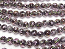 [Video] Lampwork Beads Round 8mm Rose Pattern [Black] half or 1strand beads (aprx.11inch/28cm)