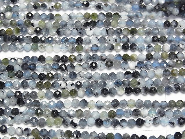 [Video] High Quality! Deep Blue Aquamarine AA+ Faceted Round 3mm 1strand beads (aprx.15inch/37cm)