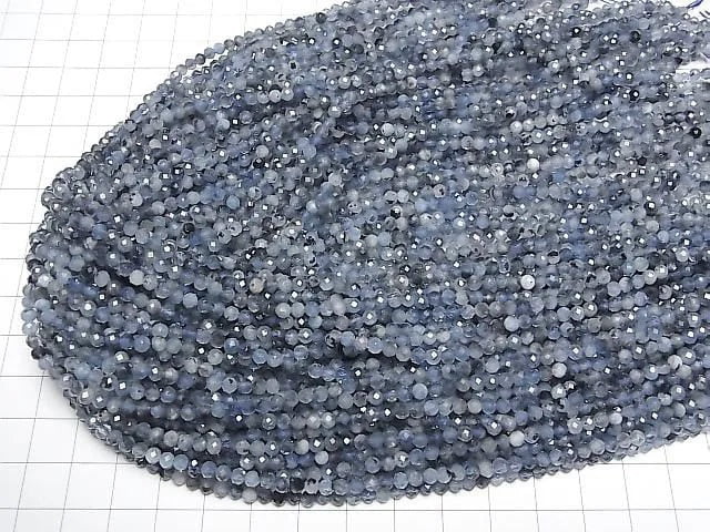 [Video] High Quality! Deep Blue Aquamarine AA+ Faceted Round 3mm 1strand beads (aprx.15inch/37cm)
