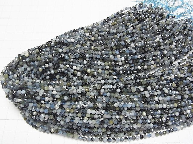 [Video] High Quality! Deep Blue Aquamarine AA+ Faceted Round 3mm 1strand beads (aprx.15inch/37cm)