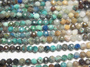 [Video] High Quality! Chrysocolla AA++ Faceted Round 3mm Color Gradation 1strand beads (aprx.15inch/36cm)
