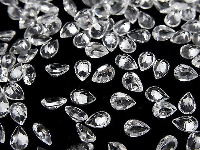 [Video]High Quality White Topaz AAA Loose stone Pear shape Faceted 6x4mm 10pcs