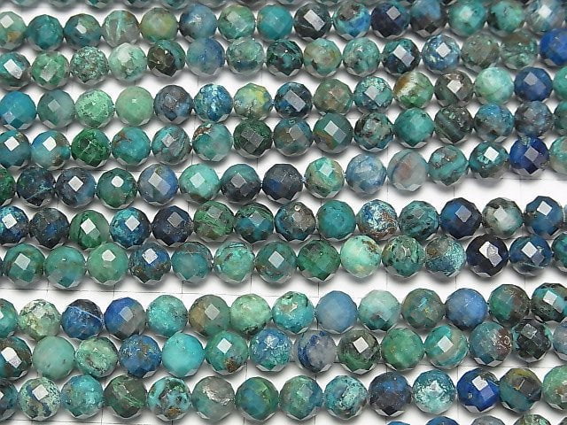 [Video]High Quality! Chrysocolla AA++ 64Faceted Round 6mm half or 1strand beads (aprx.15inch/36cm)