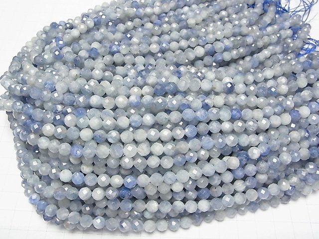 [Video] High Quality! Kyanite AA 64Faceted Round 6mm half or 1strand beads (aprx.15inch/37cm)