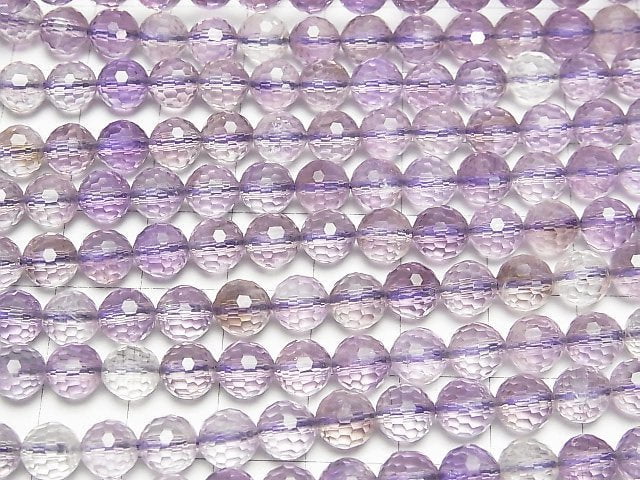 [Video] High Quality! Light color Amethyst xSmoky Quartz AA++ 128Faceted Round 6mm 1strand beads (aprx.15inch/36cm)