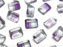 [Video]High Quality Bi-color Fluorite AAA Loose stone Rectangle Faceted 8x6mm 1pc