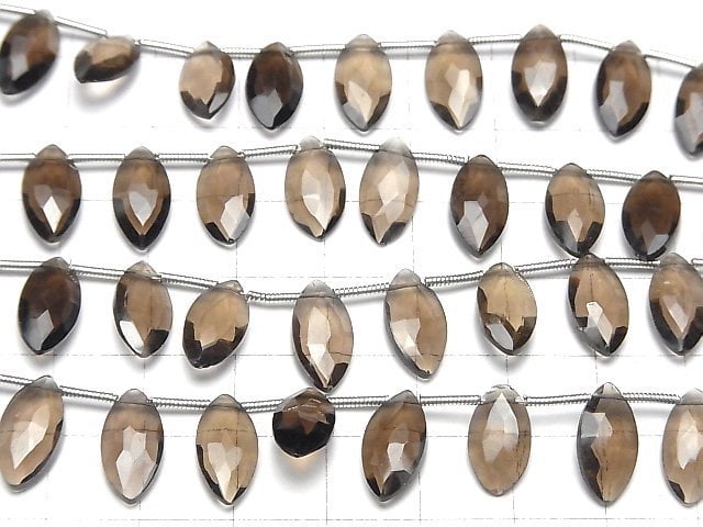 [Video]High Quality Smoky Quartz AAA- Marquise Faceted Briolette 1strand (17pcs)