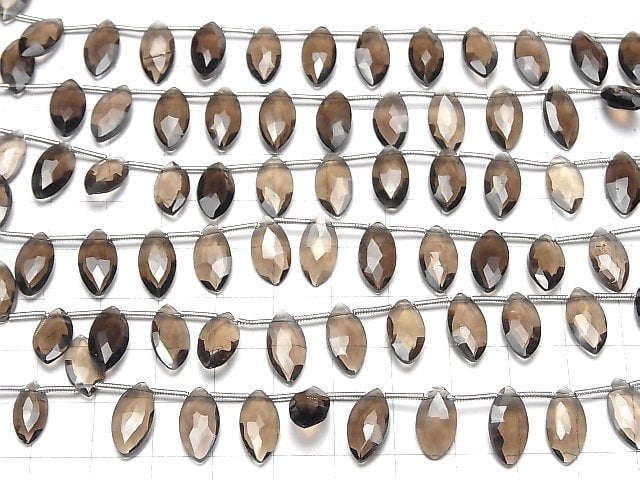 [Video]High Quality Smoky Quartz AAA- Marquise Faceted Briolette 1strand (17pcs)