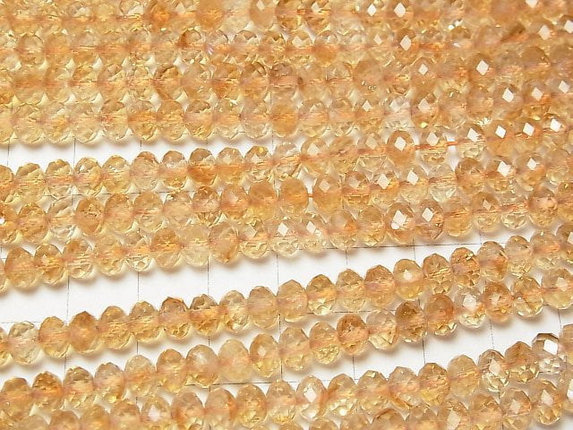 [Video] High Quality! Phantom Citrine AA++ Faceted Button Rondelle 6x6x4mm half or 1strand beads (aprx.15inch/37cm)