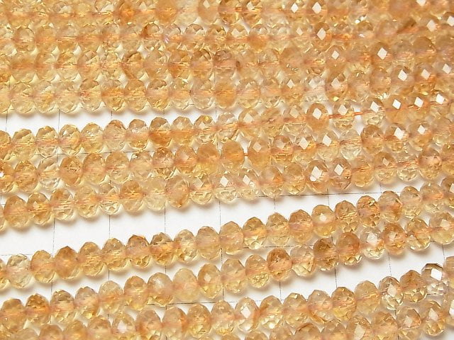 [Video] High Quality! Phantom Citrine AA++ Faceted Button Roundel 6x6x4mm half or 1strand beads (aprx.15inch/37cm)