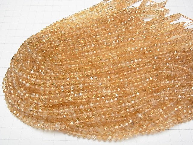 [Video] High Quality! Phantom Citrine AA++ Faceted Button Rondelle 6x6x4mm half or 1strand beads (aprx.15inch/37cm)