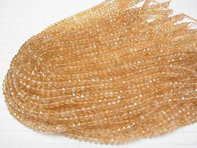 [Video] High Quality! Phantom Citrine AA++ Faceted Button Roundel 6x6x4mm half or 1strand beads (aprx.15inch/37cm)