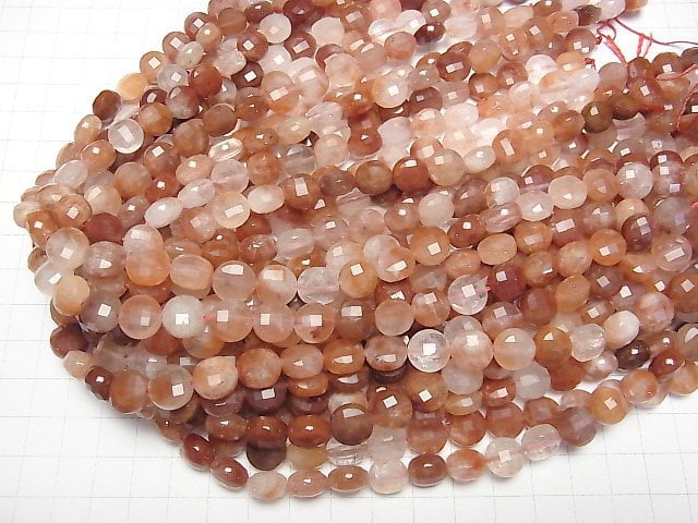 [Video]High Quality! Red Hematite Quartz Faceted Coin 10x10x6.5mm half or 1strand beads (aprx.15inch/36cm)