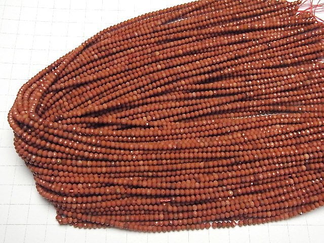 [Video]High Quality! Red Jasper Faceted Button Rondelle 3x3x2mm 1strand beads (aprx.15inch/37cm)