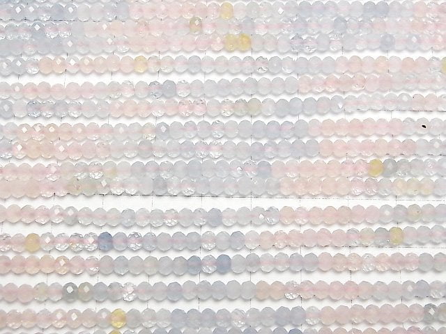 [Video] High Quality! Beryl Mix (Multi color Aquamarine) AA+ Faceted Button Rondelle 3.5x3.5x3mm 1strand beads (aprx.15inch/37cm)