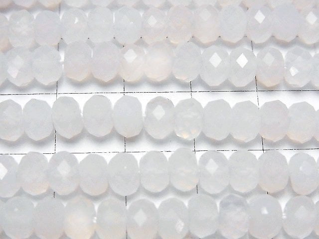 High Quality! White Chalcedony Faceted Button Roundel 6x6x4mm half or 1strand beads (aprx.15inch/36cm)