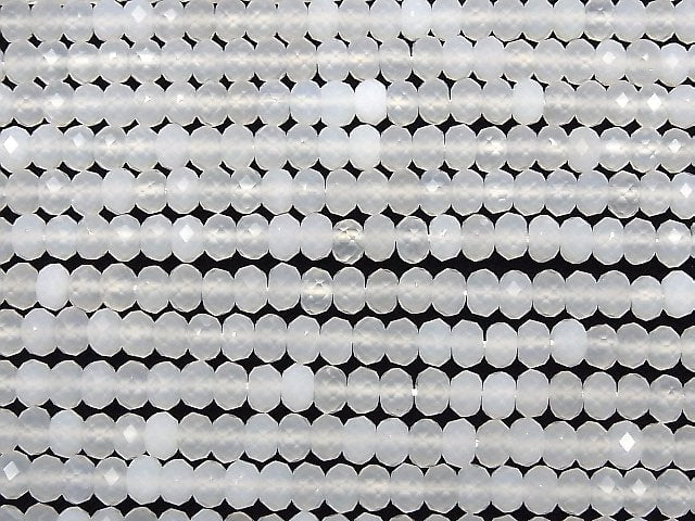 High Quality! White Chalcedony Faceted Button Roundel 6x6x4mm half or 1strand beads (aprx.15inch/36cm)