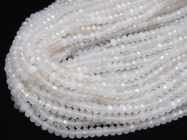 High Quality! White Chalcedony Faceted Button Roundel 6x6x4mm half or 1strand beads (aprx.15inch/36cm)