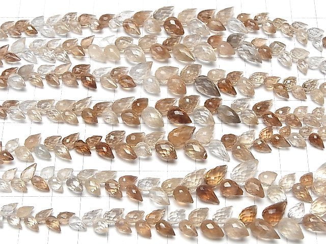 [Video]High Quality Brown Topaz AAA- Flower Bud Faceted Briolette 1strand beads (aprx.6inch/15cm)