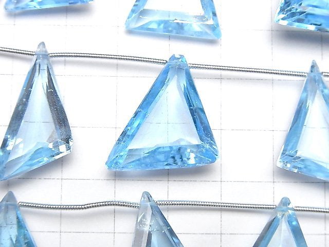 [Video]High Quality Sky Blue Topaz AA++ Triangle Faceted half or 1strand beads (aprx.6inch/14cm)