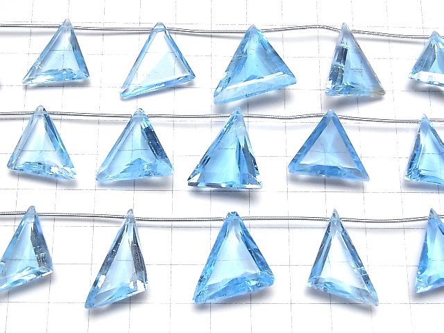 [Video]High Quality Sky Blue Topaz AA++ Triangle Faceted half or 1strand beads (aprx.6inch/14cm)