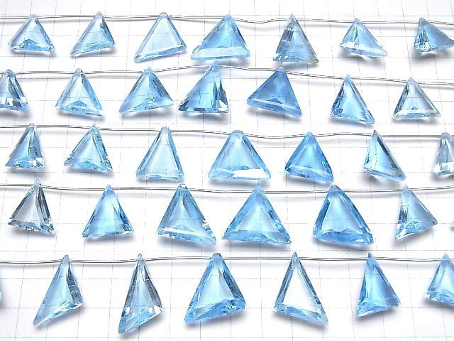 [Video]High Quality Sky Blue Topaz AA++ Triangle Faceted half or 1strand beads (aprx.6inch/14cm)