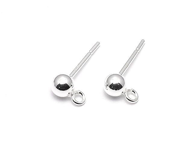 Silver 925 Ring with Earstuds (Round Beads) [2mm][4mm][5mm] 1 pair