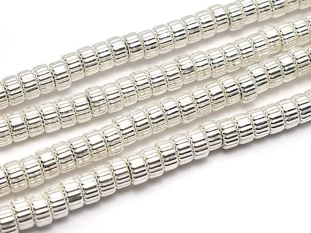 Silver925  Line Carved Rondelle  4.2x4.2x2.3mm 5pcs