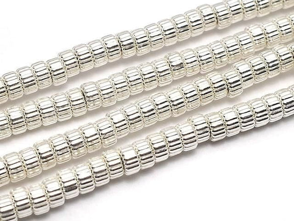 Silver925  Line Carved Rondelle  4.2x4.2x2.3mm 5pcs