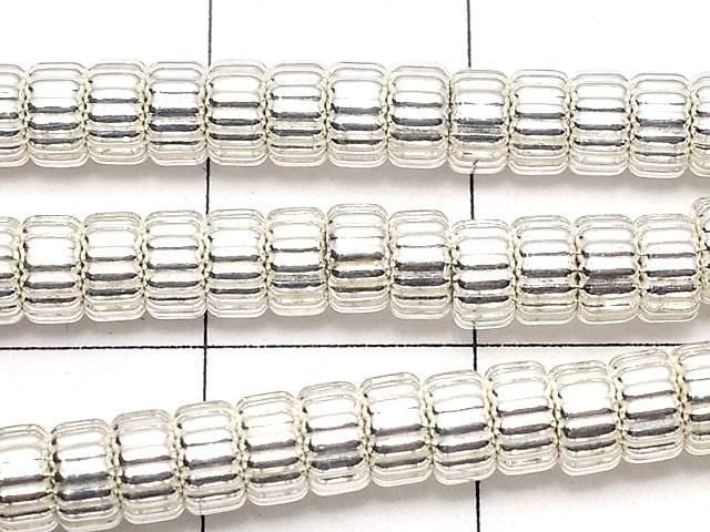 Silver925  Line Carved Rondelle  4.2x4.2x2.3mm 5pcs