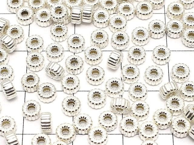 Silver925  Line Carved Rondelle  4.2x4.2x2.3mm 5pcs