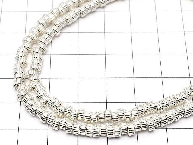 Silver925  Line Carved Rondelle  4.2x4.2x2.3mm 5pcs