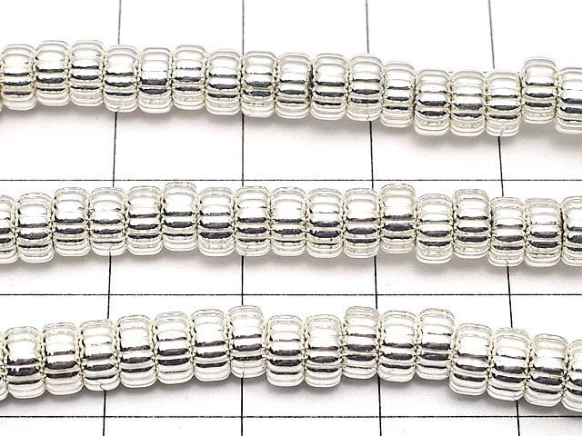 Silver925 Line Carved Soroban (Roundel) 5.3x5.3x2.8mm 3pcs