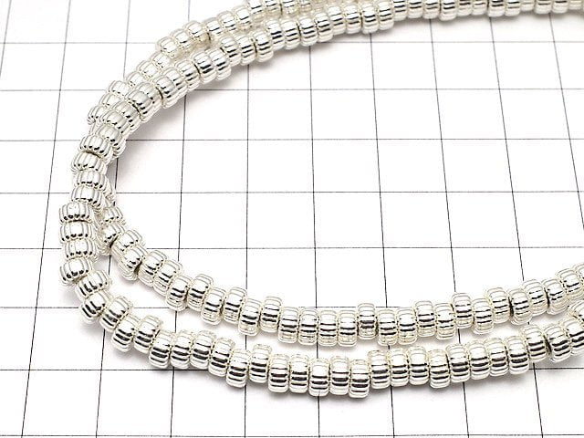 Silver925 Line Carved Soroban (Rondelle) 5.3x5.3x2.8mm 3pcs