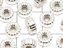 Silver925 Line Carved Soroban(Rondelle)6.5x6.5x3.3mm 2pcs