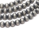 Silver925 Navajo Pearl Line Carved Round 4mm 5pcs