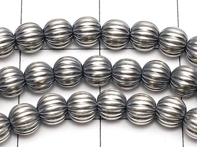 Silver 925 Navajo Pearl Line Carved Round 4mm 5pcs
