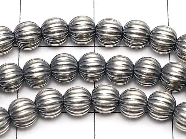 Silver925 Navajo Pearl Line Carved Round 4mm 5pcs