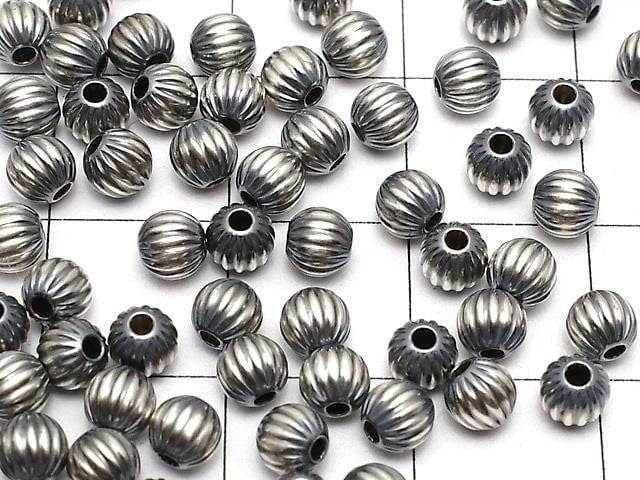Silver925 Navajo Pearl Line Carved Round 4mm 5pcs