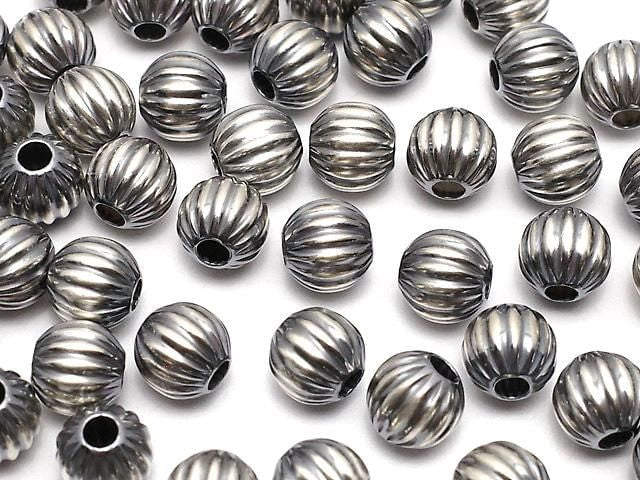 Silver925 Navajo Pearl Line Carved Round 6mm 1pc