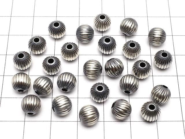 Silver925 Navajo Pearl Line Carved Round 8mm 1pc