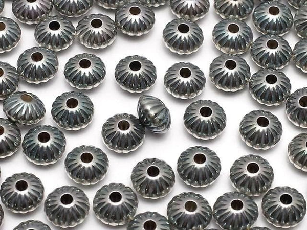 Silver925 Navajo Pearl Line Carved Rondelle 5.7x5.7x3.5mm 3pcs