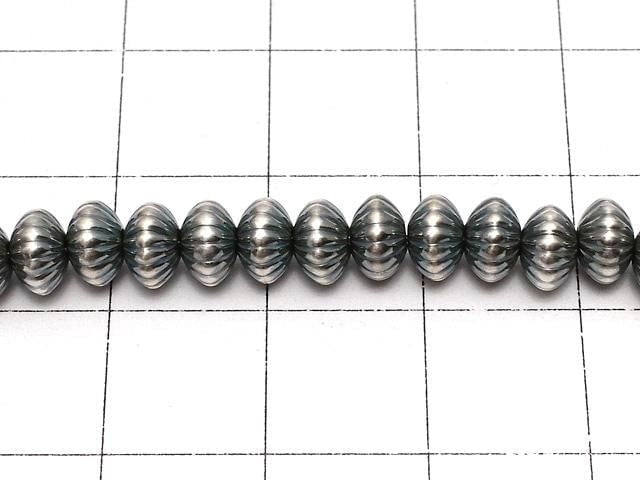 Silver925 Navajo Pearl Line Carved Rondelle 5.7x5.7x3.5mm 3pcs