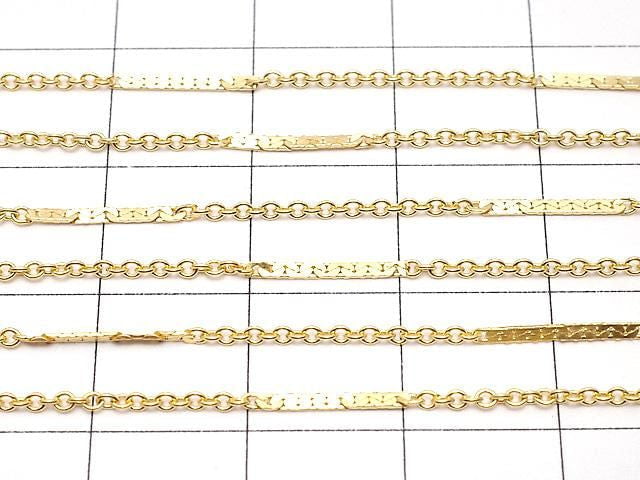 14KGF Flat Bar Cable Chain 1.0mm [40cm][45cm][50cm] Necklace 1pc