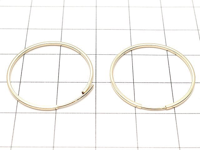 14KGF Square Hoop Earrings [14mm][17mm][20mm][24mm][30mm][38mm] No.2 1pair