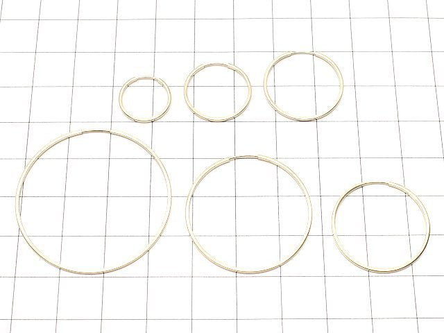 14KGF Square Hoop Earrings [14mm][17mm][20mm][24mm][30mm][38mm] No.2 1pair