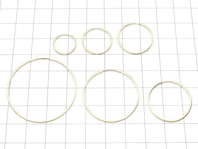 14KGF Square Hoop Earrings [14mm][17mm][20mm][24mm][30mm][38mm] No.2 1 pair