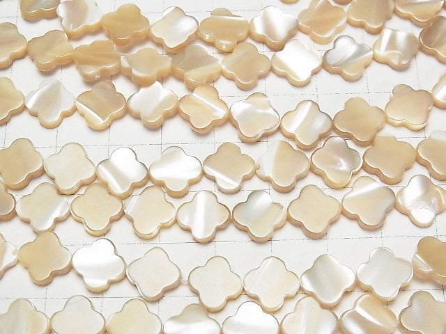 [Video]Mother of Pearl MOP Beige Flower Motif 10x10x2.5mm 1strand beads (aprx.15inch/36cm)