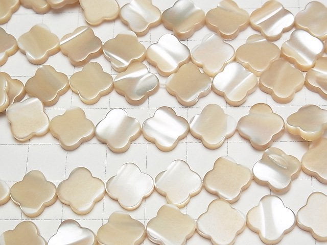 [Video]Mother of Pearl MOP Beige Flower Motif 12x12x3mm 1strand beads (aprx.15inch/37cm)